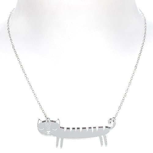 Little Moose catnap small silver sausage cat necklace