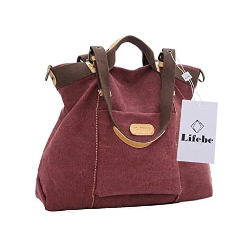Lifebe BG Fashion Women's Casual Canvas Top-Hanle Bag Shoulder Bag (Dark Red)
