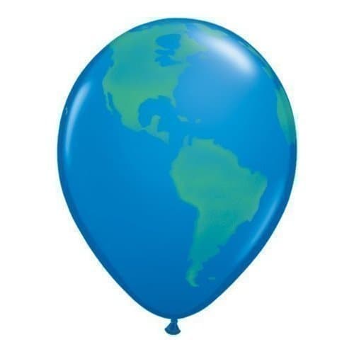 2 X Planet Earth/Globe 11' Qualatex Latex Balloons x 25