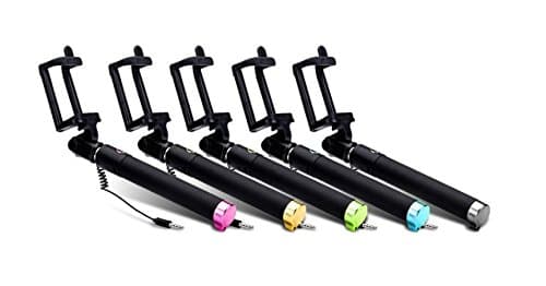 Selfie Stick ,HULKER 901 Extendable Compact Foldable Build-in Shutter Wired MINI Selfie Stick ,Adjustable selfie stick for iPhone X SE/6/ 6S 5S 5C PLUS -5S-for Samsung Galaxy S7, S7 Edge ,S6 (Pink)