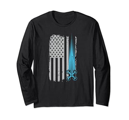 Unisex Drone T Shirt Distressed American Flag Drone Racing Medium Black