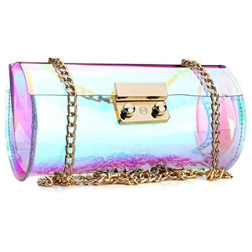 Women's Laser Hologram Shining Cross Body bag Transparent Sling bag Clear Beach Waterproof Swimming Purse