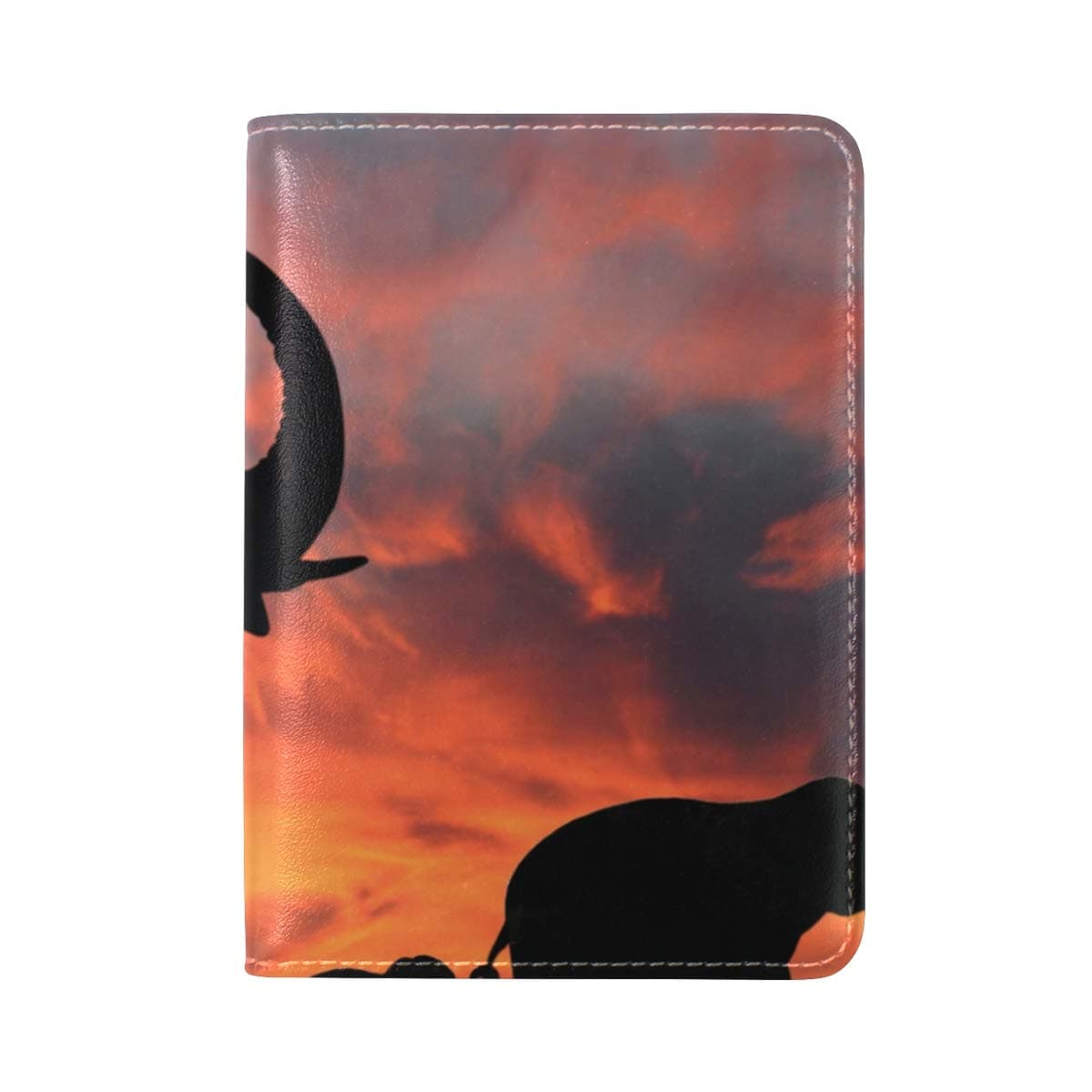 Elephant Realistic Animal Leather Travel Passport Holder Cover Case Card Wallet Design Elastic Band