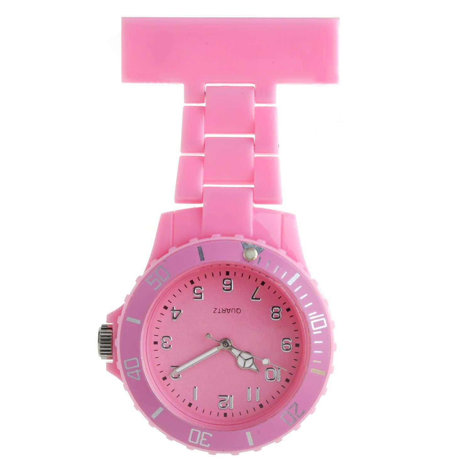 JCM-2102 - Nurse Watch FOB Medical Tunic Analog Functional Hospital Care-r Quartz Clip Brooch Pin Trendy Fashion - Pink Colour