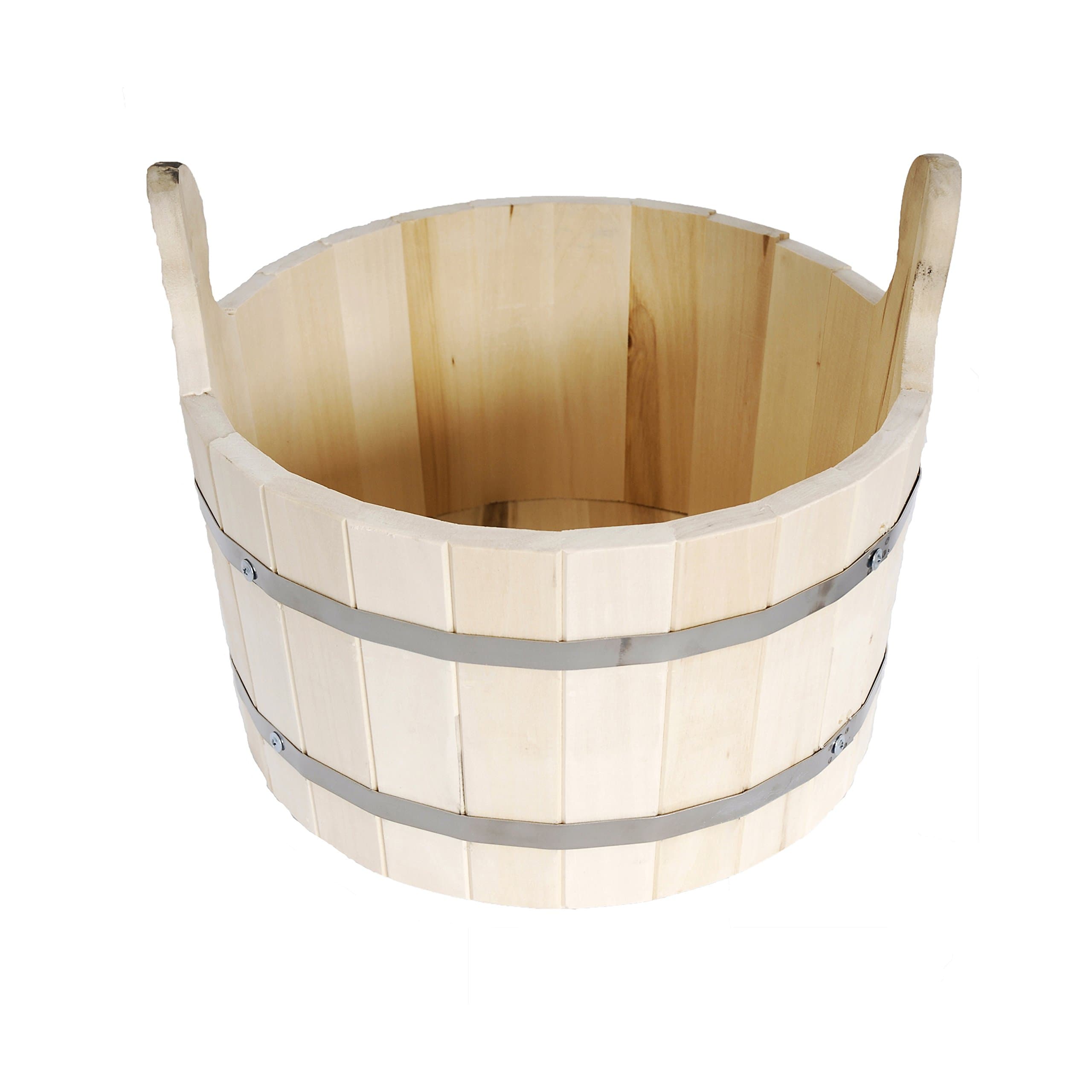 Large Natural Wooden Bucket - 15 Liters - for Sauna, Russian Banya or Decoration - Made in Siberia (Russia)