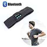 Facelink Music Bluetooth Headband Outdoor Wireless Sweatband with Wireless Headphones Speakers&Microphone Hands Free for Running Yoga Camping Skating (Dark Grey)