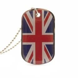 United Kingdom UK Great Britain Country Flag Dog Tag Metal Necklace with 14 Inch Chain ... New