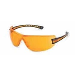 GWS19GB77 Safety Glasses, Luminary, Wraparound Orange Anti-Scratch Lens, Black Temple, Lightweight