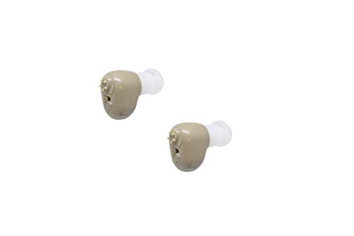Large Quarter Sized,Beige Color, 2-Pack, in The Canal (ITC), New Digital Hearing Ear Amplifier Kit by EASYUSLIFE, Rechargeable and Interchangeable, Adjustable Control, Suitable for Men and Women