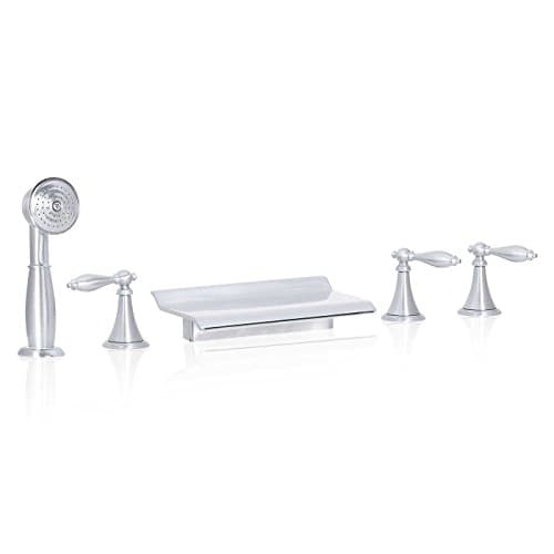 FREUER Scaffale Collection: Handshower Roman Tub Faucet, Brushed Nickel