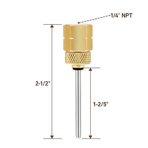 MEASUREMAN Brass Gauge Adaptor 1/4NPT Female,2-1/2 OAL x 1-2/5" x 1/8" Probe with Stainless Steel Sheath,Pressure Gauge Fitting kit (2Pack)