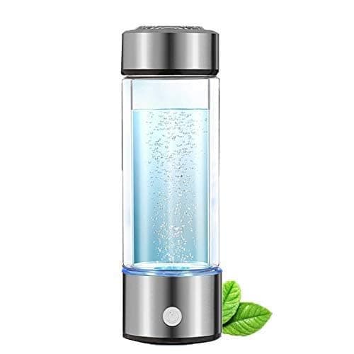 Hydrogen Water Bottle - Portable Ionizer Machine and Generator, Rich Water Glass Health Cup for Home and Travel - Silver