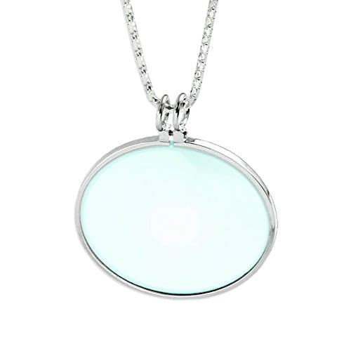 5X Silver Necklace Magnifier - 1.5" Glass Lens - Silver Metal Frame 18" Neck Chain