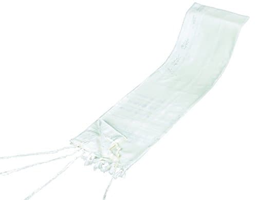 100% Wool Tallit Prayer Shawl in White Stripes Size 42" L X 64" W