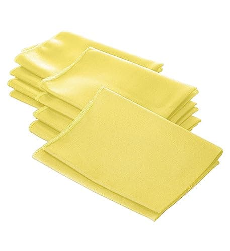 LA Linen 10-Pack Poly Poplin Napkin, Soft Cloth Napkins, Washable Reusable Napkins, Stain and Wrinkle Resistance Table Napkins for Dinner, Wedding, Parties, 18 by 18-Inch, Yellow Light