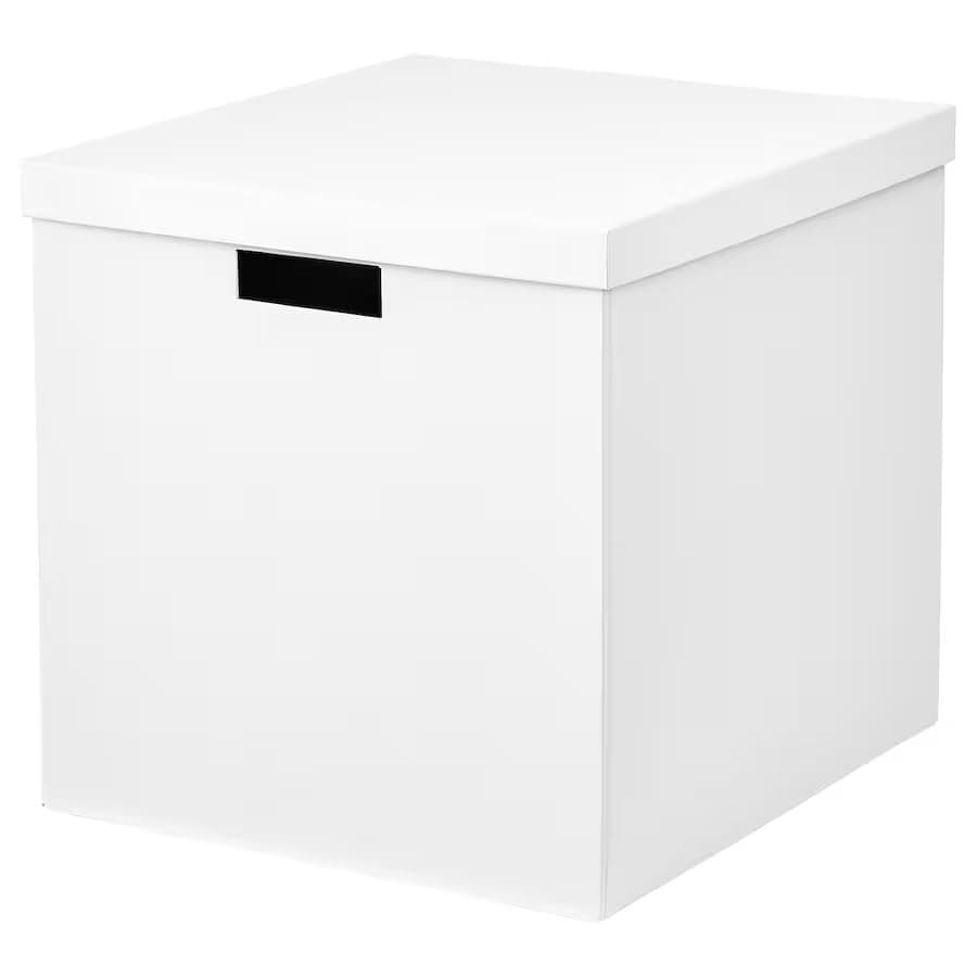 TJENA 32x35x32 cm A4 Size Home/Office White Storage Box with Lid (Perfect for papers, newspapers, photos or other memorabilia)