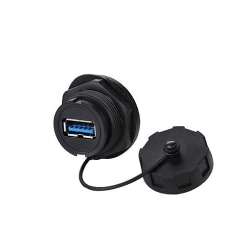 CNLINKO USB 3.0 Connector, Type A Female to Female, Panel Mount Receptacles Socket Jack, Dual USB Port, Outdoor Waterproof IP67, Data + Power, Panel Pass, Industrial Standard