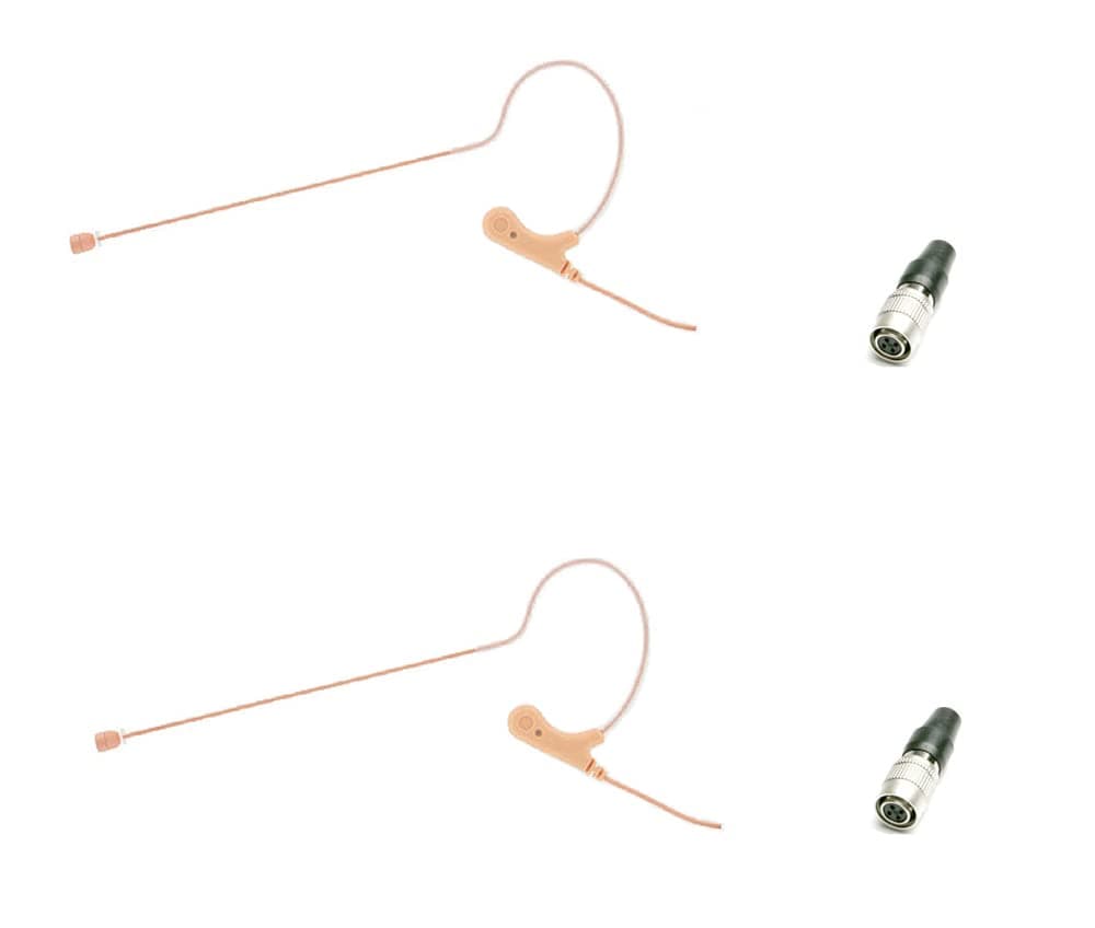 2pcs AV-JEFE AVL670 Professional Omnidirectional Earhook Microphone (Tan Color, with Hirose Mini 4 Pin Connector)_ Compatible with Audio-Technica Transmitters