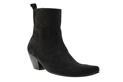 Paolo Vandini Black Suede Men's Winklepicker Beat Boots Pointed Cuban Heel