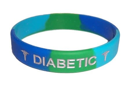 Diabetic Medical ID Wristband OceanSwirl with Silver Color Fill Small