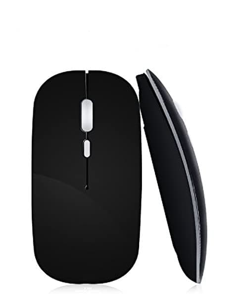 MARSHLAND Wireless Mouse Rechargeable One Month Battery Backup Silent Click Work with 800 1200 1600 DPI Mini Portable with Battery & USB Receiver Mouse for PC Laptop and Desktop (Black)
