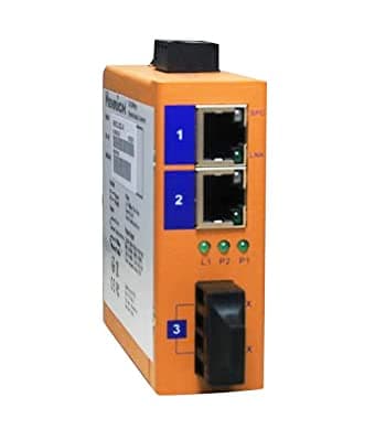 HEMC3X-SC-VLW-HENRICH Industrial Ethernet Media Converter, SC Fiber with 2KM Transmission Distance, 2 Copper Ports, Wide Temperature (-40~75℃), Redundant Power Inputs