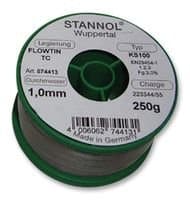 STANNOL 574413 SOLDER WIRE, KS100, 1.0MM, 250G