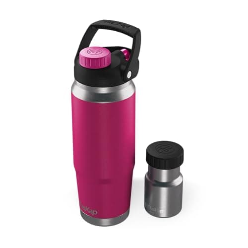 Flaskap FreePour System: 6oz Tumbler Attachment and 26oz Cup Holder Friendly Bottle, Removable Well Mixed Drink Tumbler Attachment and Water Bottle
