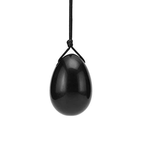 Natural Black Obsidian Stone Yoni Eggs Jade Egg Set for Women Health and Wellness Kegel Exercise Massage Stone - ONE Medium Size About 40x25mm