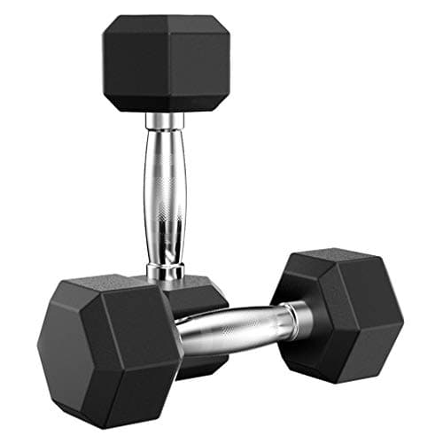 Barbell Set of 4 Hex Rubber Dumbbell with Metal Handle, Heavy Dumbbells for Muscle Toning, Strength Building, Weight Loss, Suitable for Home and Training Studio(5, 10, 20, 30, 50 lbs) (C: 20lbs)