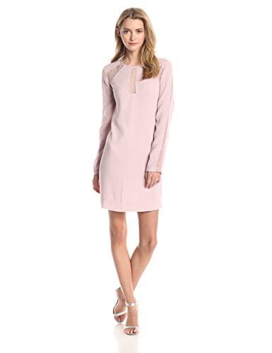 BCBGMAXAZRIA Women's Payten Long-Sleeve Sheath Dress with Lace Inserts