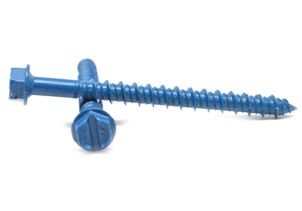 3/16" x 2 1/4" Tapking Concrete Screw Hex Washer Head Low Carbon Steel Blue Polymer Pk 100