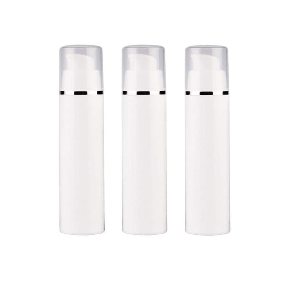 3 Pcs 50ML 1.7OZ Refillable White Plastic Airless Vacuum Pump Bottles Empty Travel Size Lotion Pump Bottle Dispenser Cosmetic Container Jar Vial for Cream Emulsion Facial Cleanser Body Wash