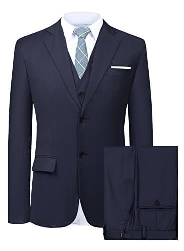 Hanayome Men's Slim Fit Suit Blazer Jacket Tux Vest & Trousers 3-Piece Suit Set
