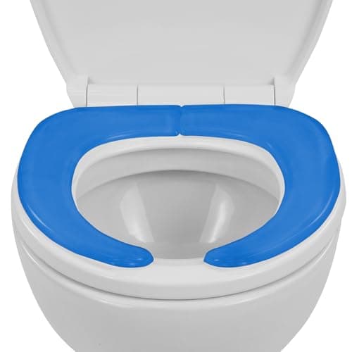 Vive Gel Toilet Seat Cushion Cover - Fits Elongated and Standard Toilet Models - Adhesive Padded Cushions for Pressure Relief (Blue)