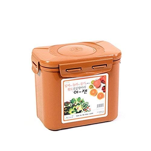 Premium Kimchi, Sauerkraut Container Probiotic Fermentation with Inner Vacuum Lid (Earthenware Brown, 0.45 gal/ 1.7L)