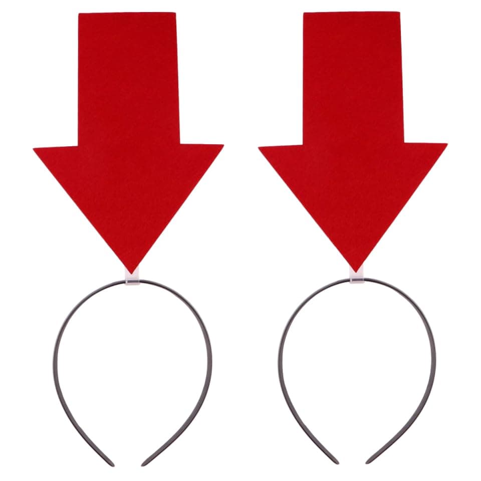 Beaupretty 2pcs Arrow Headband Arrow Down Hair Band Funny Head Bopper Creative Headpiece Headdress Halloween Hair Accessories Red