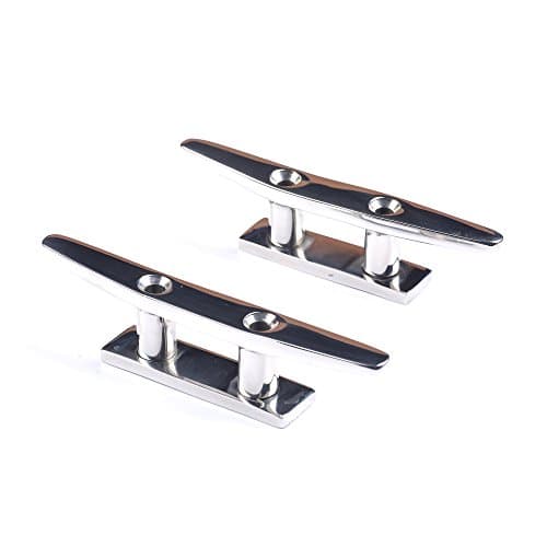 Mxeol Marine Stainless Boat Dock Cleats Flat Top Low 2 Hole Mooring (Pair)