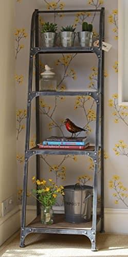 Steel Magnolias Ladder-style Bookshelf - minimal assembly - Pewter colour