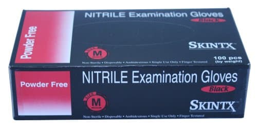 Skintx - Black Nitrile Powder-Free Exam Gloves - Box - Size: X-Large
