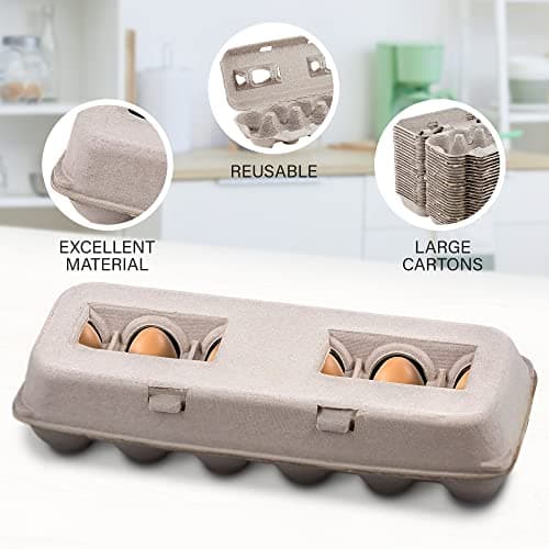 Blank Natural Pulp Egg Cartons Holds Up to Twelve Eggs - 1 Dozen - Strong Sturdy Material Perfect For Storing Extra Eggs - by MT Products (25 Pieces)