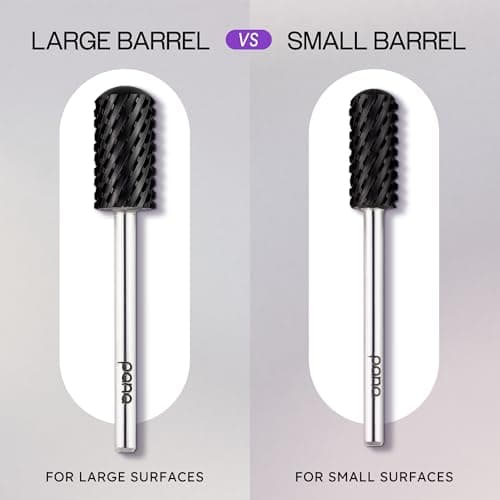 PANA 3/32" Smooth Round Top Safety Carbide Nail Drill Bit for Gel Polish & Acrylic Removal Nail Salon Manicure Pedicure Electric File Tools (Large Barrel - DLC Black, 2X Coarse)