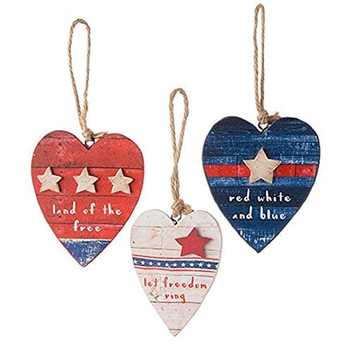 Darice 30045253 Patriotic Heart Ornament: 3.5 X 4.0" Set of 3