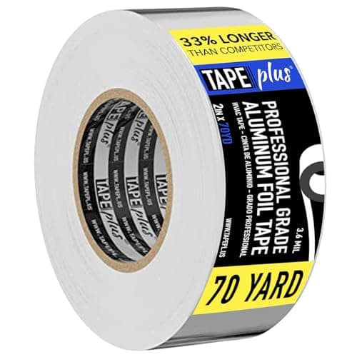 TapePlus Professional Grade Aluminum Foil Tape - 2 Inch by 210 Feet (70 Yards, Silver)