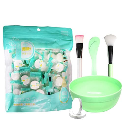 100 Pieces Compressed Disposable Facial Mask Sheet Home DIY Skin Care, Get 1x Mask Bowl for Free