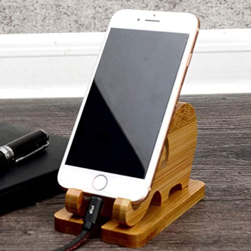 Bamboo Wooden Phone Stand Elephant Phone Holder for Universal Cell Phone Compatible with Mini Pad Phone X XS XR 11