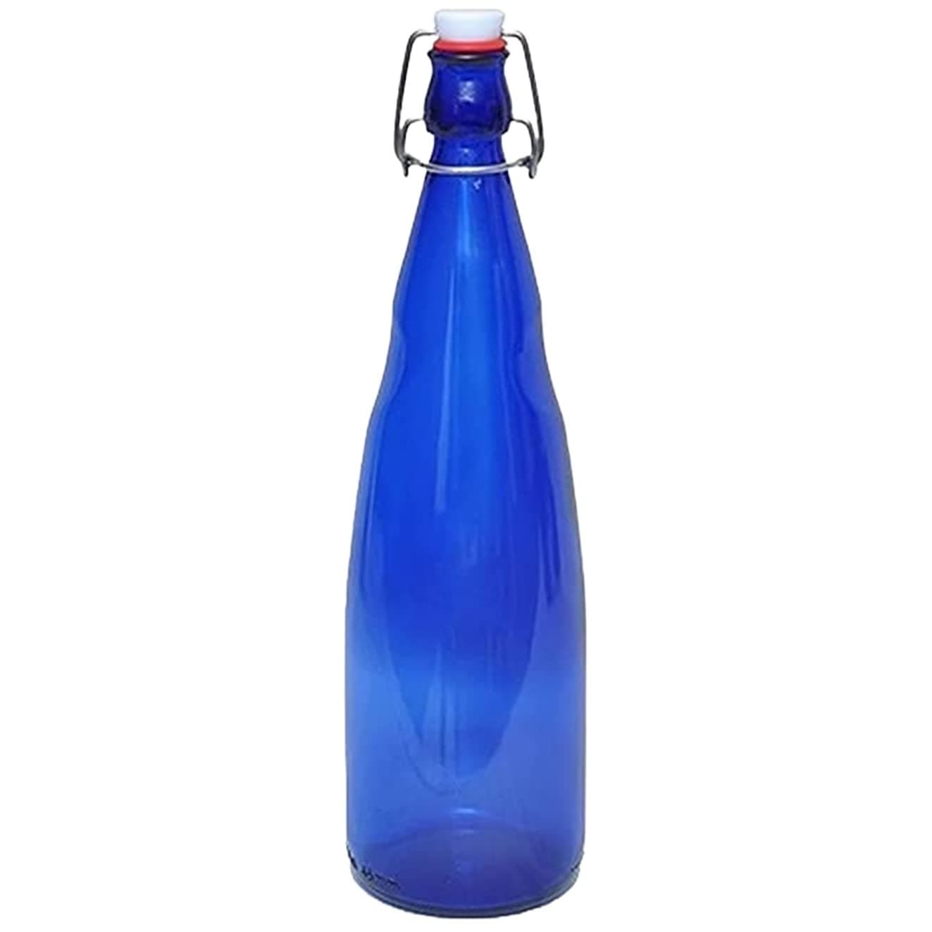 - SAND DUNE Set of 1, 1000 ml Each OPT3 Green Glass clip top cap water bottle with flip top cap, Leak-Proof for water, Juices - Reusable Travel Glass Drinking Fridge Bottles