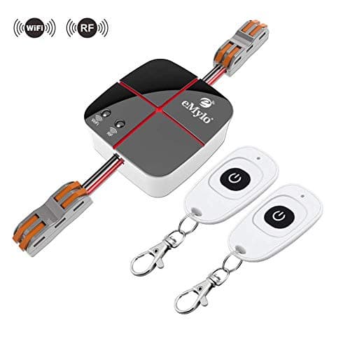 eMylo Smart Wifi Relay Switches Wireless 433Mhz RF Remote Control Light Switch Timer Controller For Household Appliance Compatible with Alexa, Google Home AC 90V-250V 1 Channel
