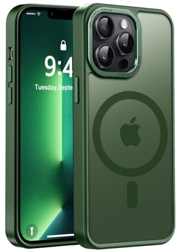 Newfuture Designed for iPhone 13 Pro Max Case with Magnetic [13 FT Military Drop Protection] [Compatible with Magsafe] Slim Translucent Matte Shockproof with Anti-Fingerprint Phone Case, Dark Green