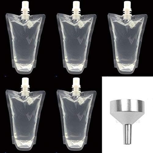 5 x 500ml resealable refillable pouch containers smuggle booze drinks funnel